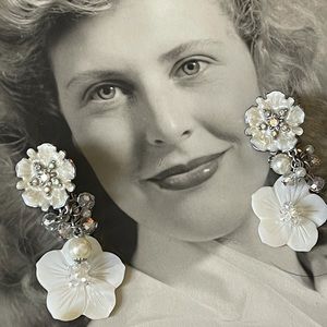 Vintage Enamel, MOP, AB, Clip-On Earrings